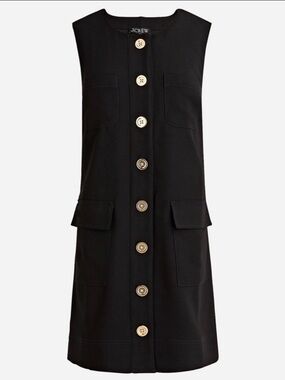 J.Crew Button-front shift dress in drapey crepe sleeveless